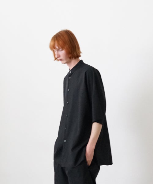 VU stand collar dolman shirt washable wool[BLACK］vu-sht-007