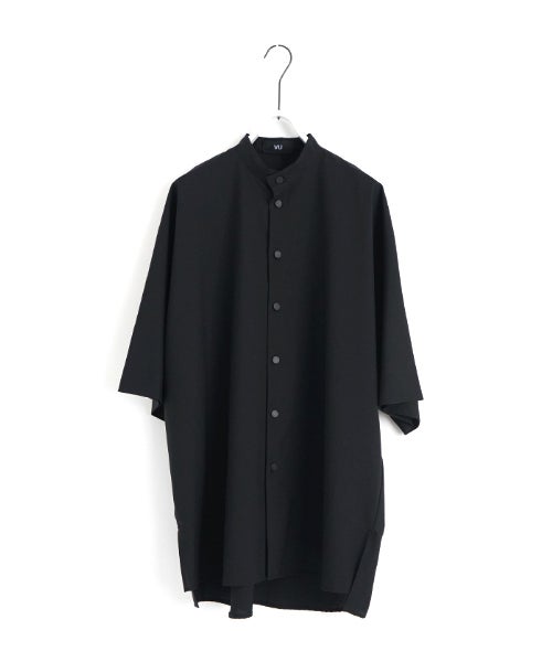 VU stand collar dolman shirt washable wool[BLACK］vu-sht-007