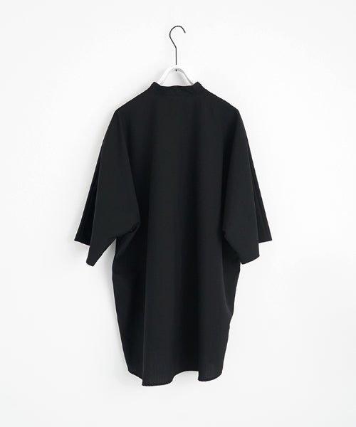 VU stand collar dolman shirt washable wool[BLACK］vu-sht-007