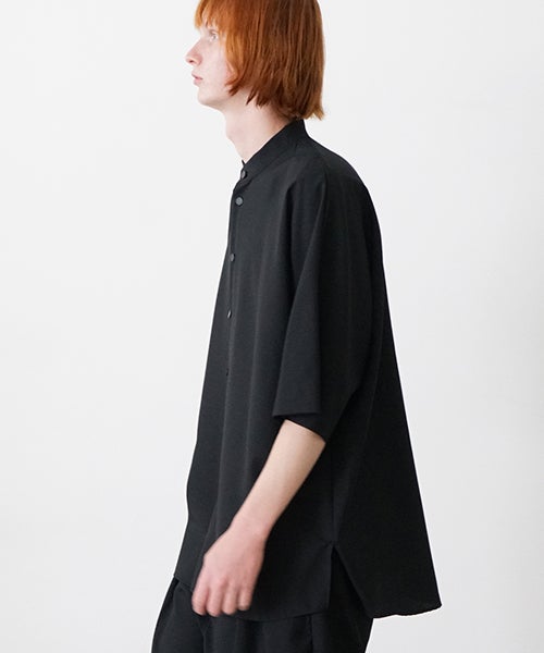VU stand collar dolman shirt washable wool[BLACK］vu-sht-007