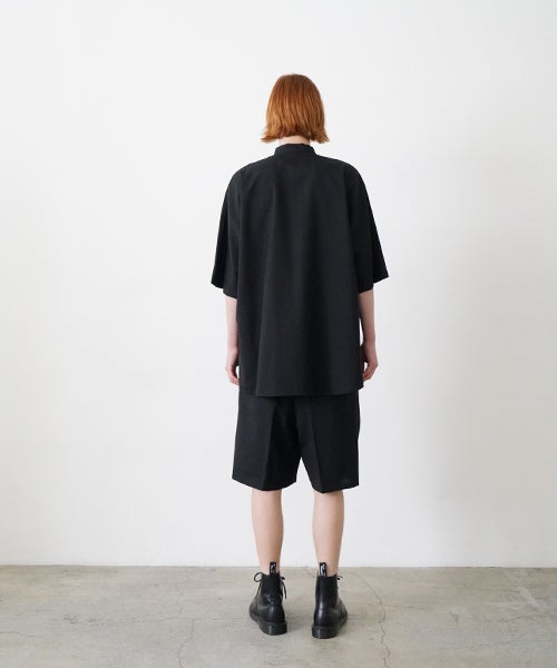 VU stand collar dolman shirt washable wool[BLACK］vu-sht-007