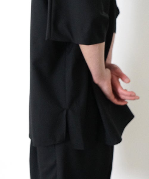VU stand collar dolman shirt washable wool[BLACK］vu-sht-007