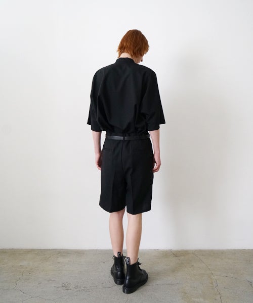VU stand collar dolman shirt washable wool[BLACK］vu-sht-007