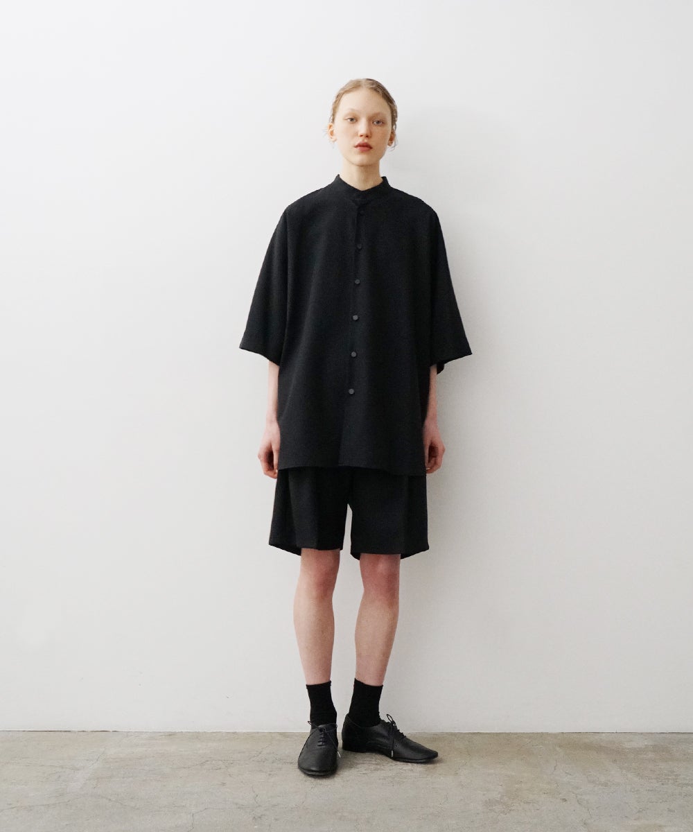 VUm ヴウエム stand collar dolman shirt washable wool[BLACK］vu-sht-007