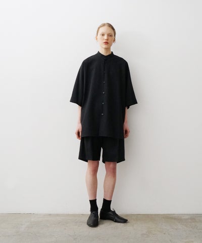 VUm ヴウエム stand collar dolman shirt washable wool[BLACK］vu-sht-007
