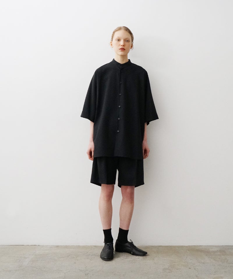 VUm ヴウエム stand collar dolman shirt washable wool[BLACK］vu-sht-007