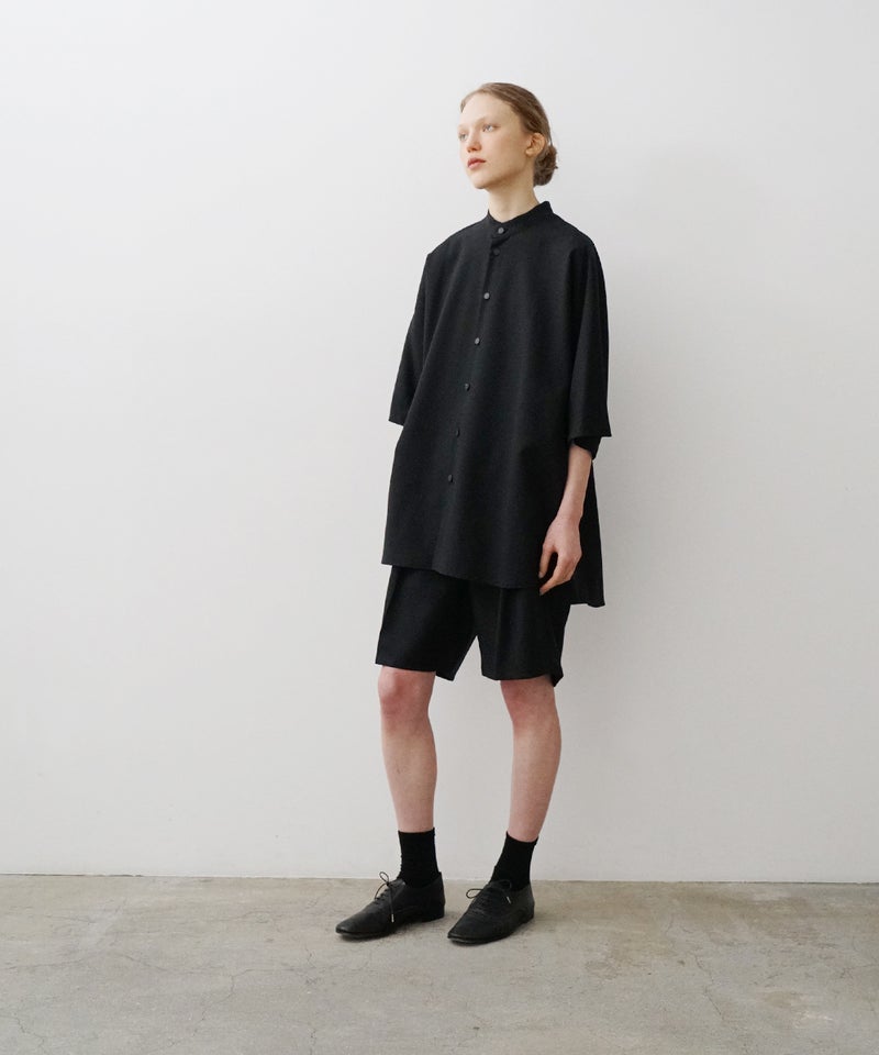 VUm ヴウエム stand collar dolman shirt washable wool[BLACK］vu-sht-007