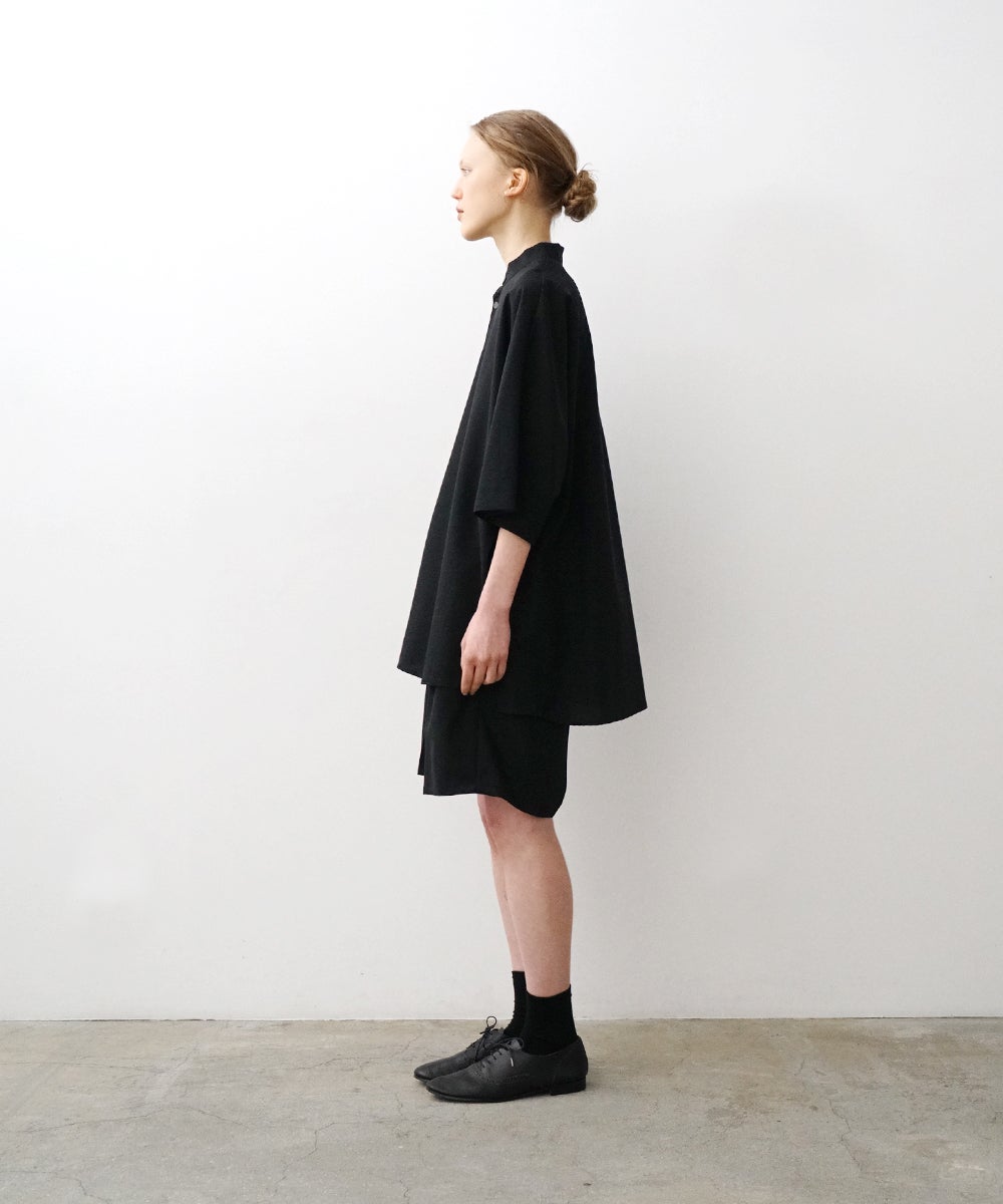 VUm ヴウエム stand collar dolman shirt washable wool[BLACK］vu-sht-007
