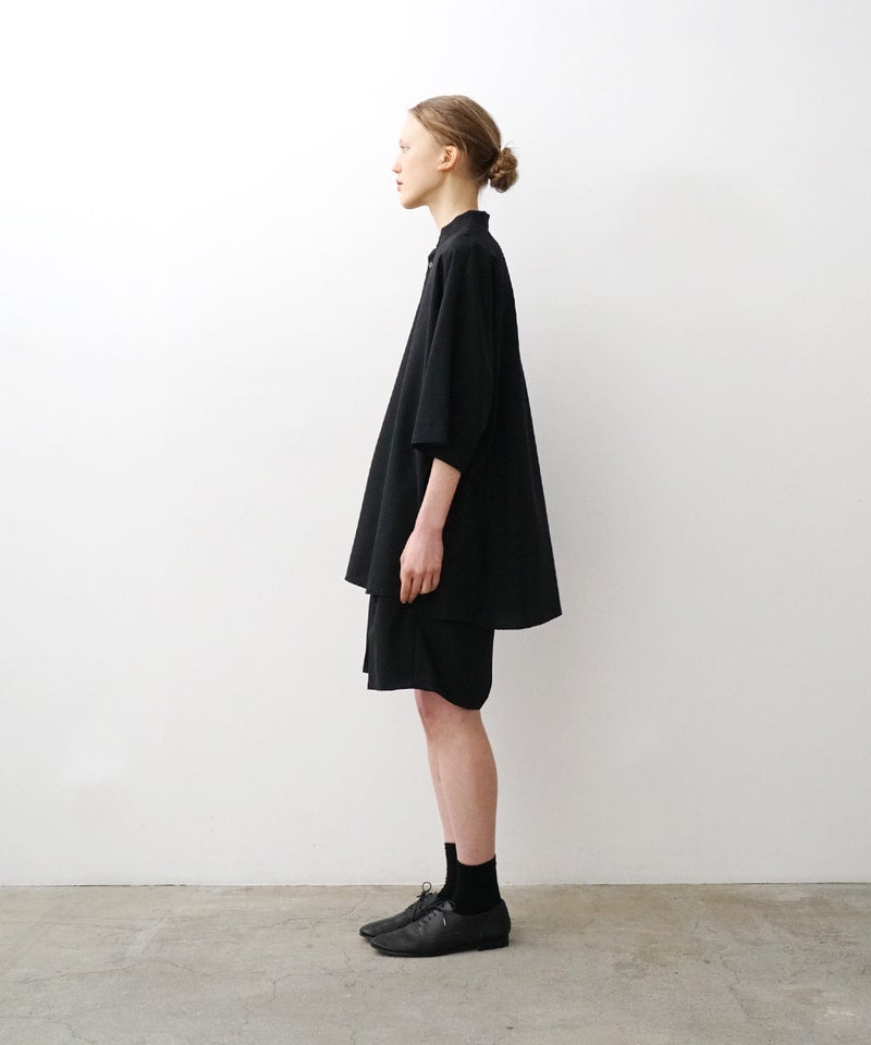 VUm ヴウエム stand collar dolman shirt washable wool[BLACK］vu-sht-007