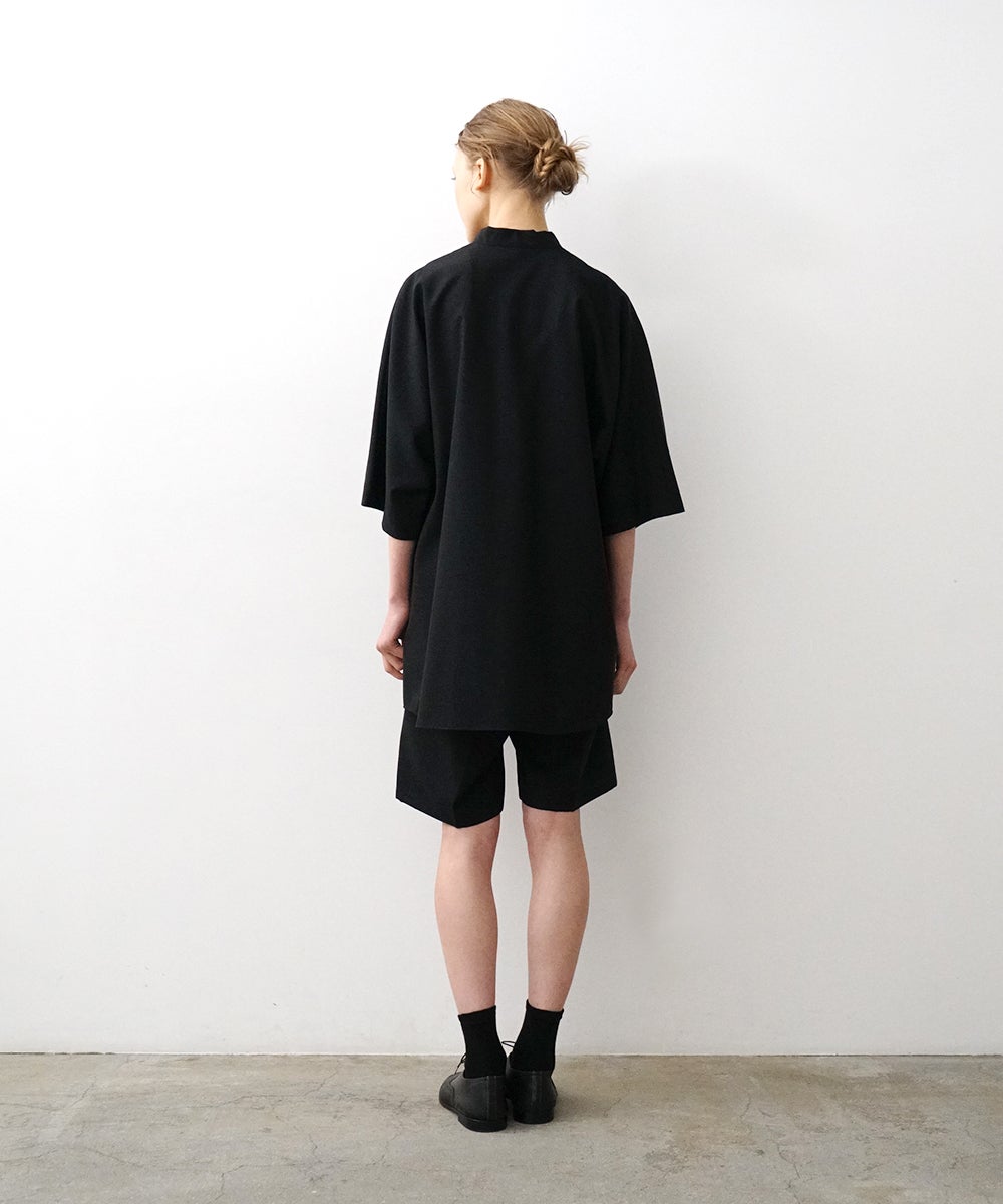 VUm ヴウエム stand collar dolman shirt washable wool[BLACK］vu-sht-007