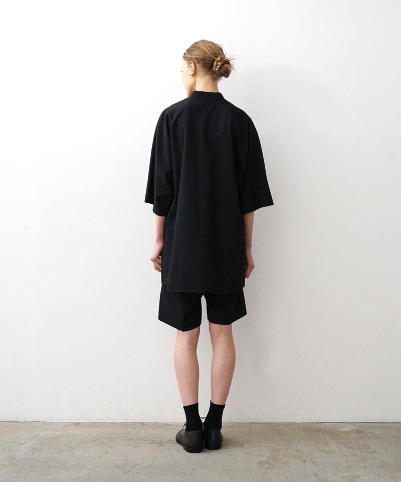 VUm ヴウエム stand collar dolman shirt washable wool[BLACK］vu-sht-007