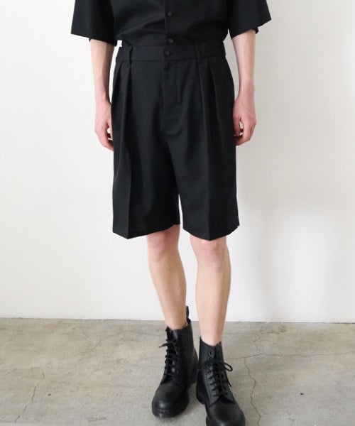  VU tailar short pants washable wool [BLACK］vu-pnt-015