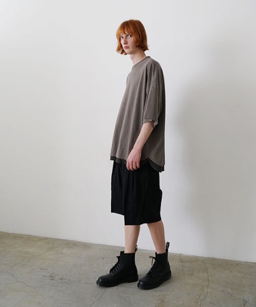 VUm ヴウエム tailar short pants silk linen [BLACK］vu-pnt-015