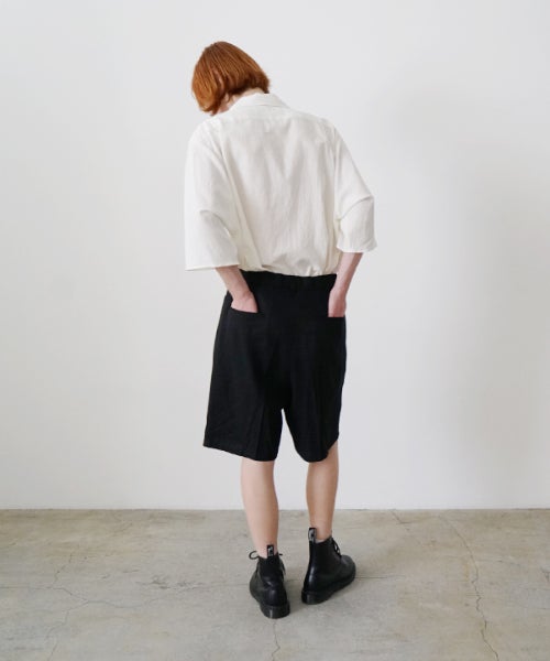 VUm ヴウエム tailar short pants silk linen [BLACK］vu-pnt-015