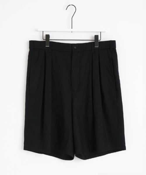 VUm ヴウエム tailar short pants silk linen [BLACK］vu-pnt-015