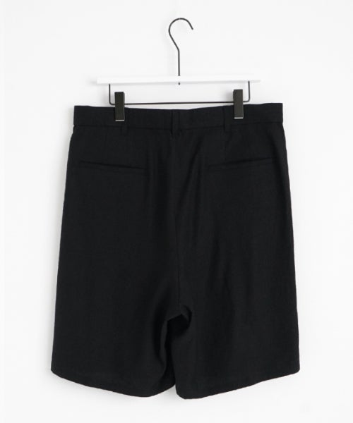 VUm ヴウエム tailar short pants silk linen [BLACK］vu-pnt-015