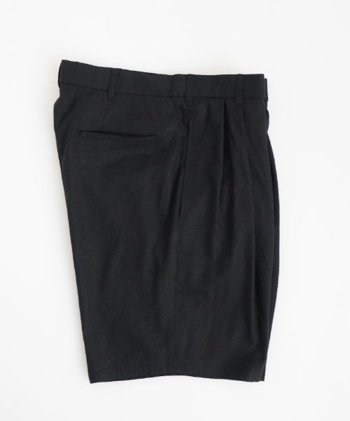VUm ヴウエム tailar short pants silk linen [BLACK］vu-pnt-015