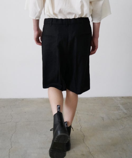 VUm ヴウエム tailar short pants silk linen [BLACK］vu-pnt-015