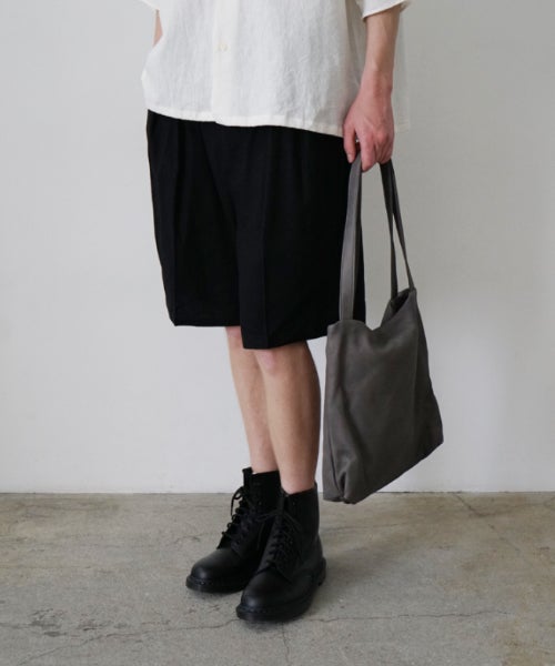 VUm ヴウエム tailar short pants silk linen [BLACK］vu-pnt-015