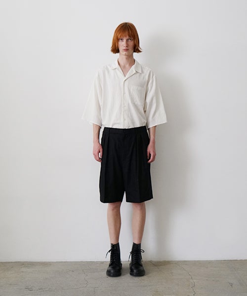 VUm ヴウエム tailar short pants silk linen [BLACK］vu-pnt-015
