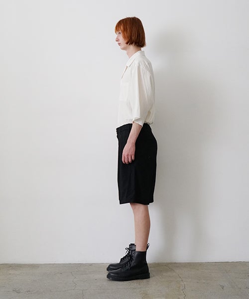 VUm ヴウエム tailar short pants silk linen [BLACK］vu-pnt-015
