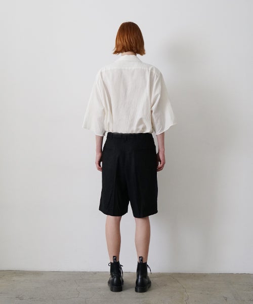 VUm ヴウエム tailar short pants silk linen [BLACK］vu-pnt-015