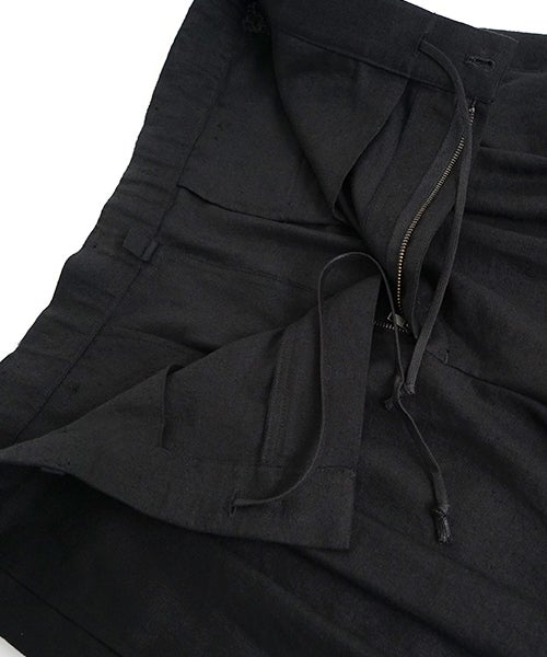 VUm ヴウエム tailar short pants silk linen [BLACK］vu-pnt-015