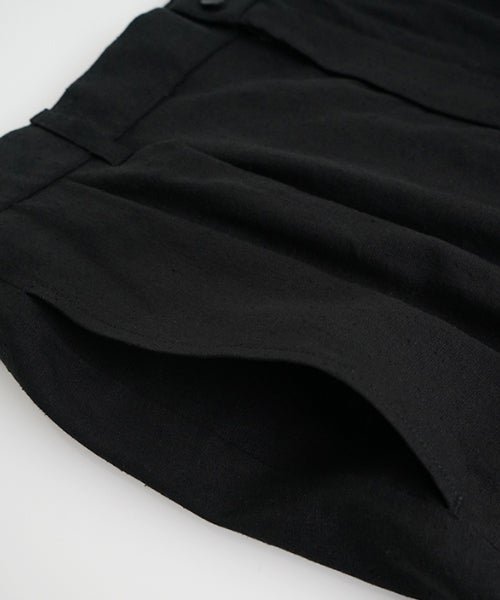 VUm ヴウエム tailar short pants silk linen [BLACK］vu-pnt-015