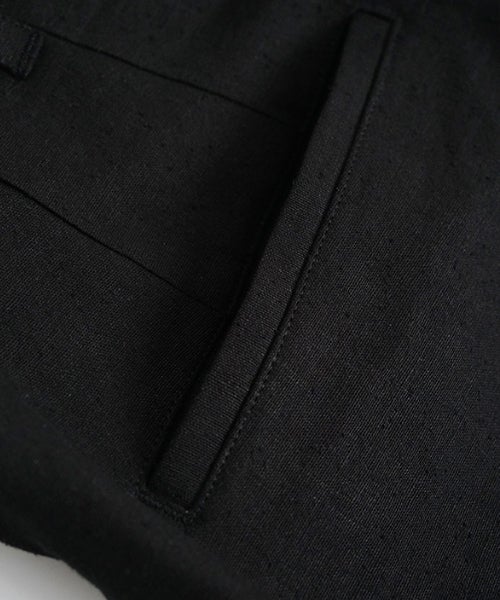 VUm ヴウエム tailar short pants silk linen [BLACK］vu-pnt-015