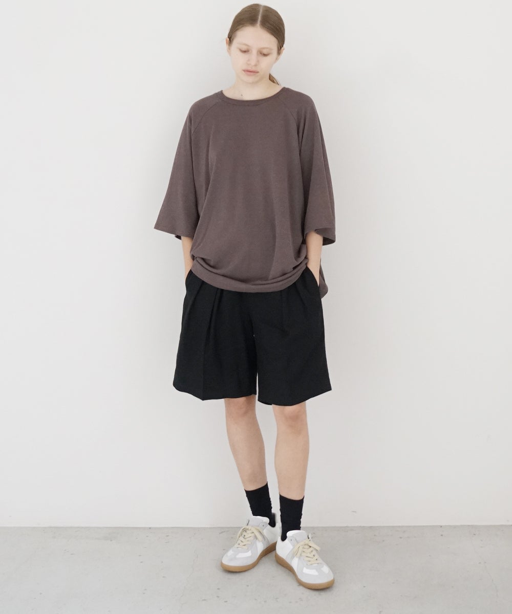 VUm ヴウエム tailar short pants silk linen [BLACK］vu-pnt-015