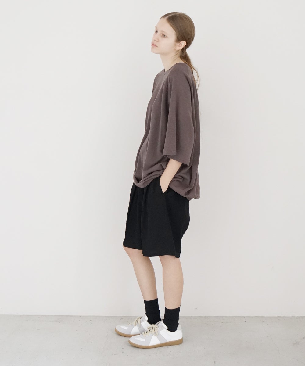 VUm ヴウエム tailar short pants silk linen [BLACK］vu-pnt-015
