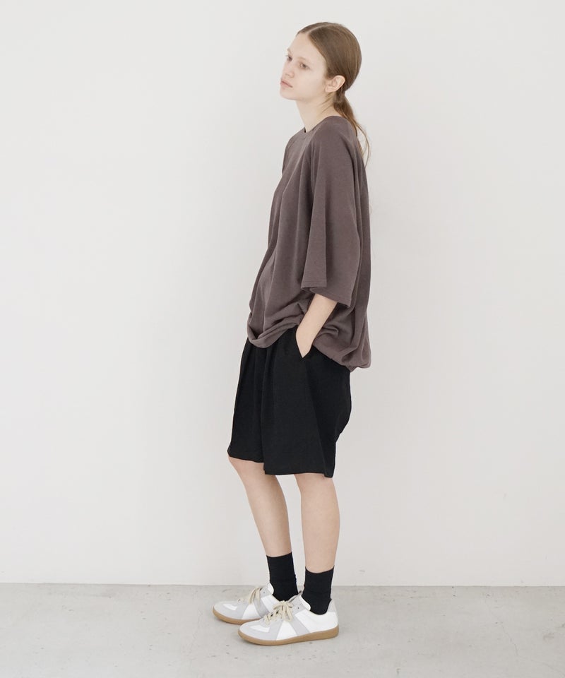 VUm ヴウエム tailar short pants silk linen [BLACK］vu-pnt-015