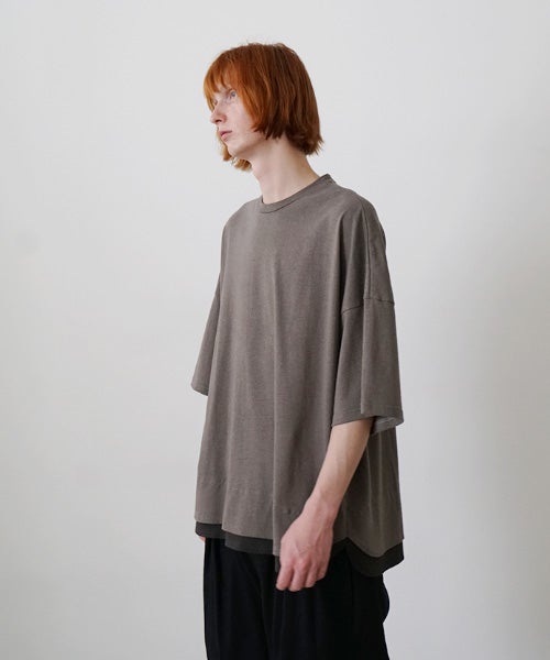 SlitHemLayeredT-Shirt / スリットレイヤードTシャツ VUm ヴウエム two slit t-shirt hemp cotton [GRAIGE×DARKGRAY] vu-cut-004