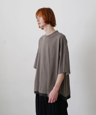 VU two slit t-shirt hemp cotton [GRAIGE×DARKGRAY] vu-cut-004重ねスリットtシャツ