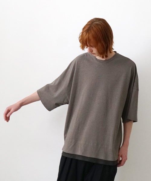 VU two slit t-shirt hemp cotton [GRAIGE×DARKGRAY] vu-cut-004重ねスリットtシャツ