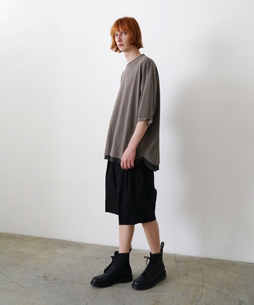 VU two slit t-shirt hemp cotton [GRAIGE×DARKGRAY] vu-cut-004重ねスリットtシャツ