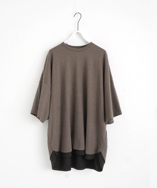 VU two slit t-shirt hemp cotton [GRAIGE×DARKGRAY] vu-cut-004重ねスリットtシャツ