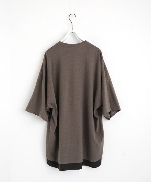 VU two slit t-shirt hemp cotton [GRAIGE×DARKGRAY] vu-cut-004重ねスリットtシャツ