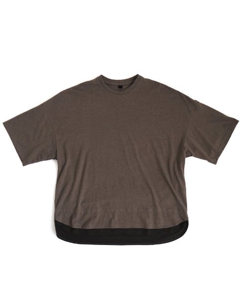 VU two slit t-shirt hemp cotton [GRAIGE×DARKGRAY] vu-cut-004重ねスリットtシャツ