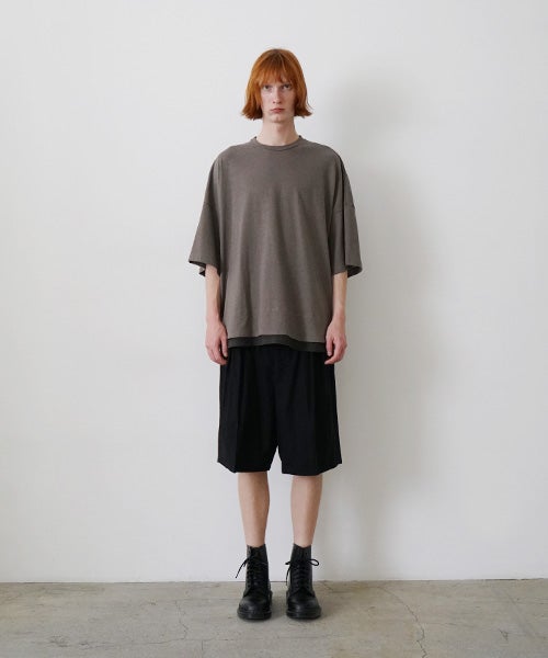 VU two slit t-shirt hemp cotton [GRAIGE×DARKGRAY] vu-cut-004重ねスリットtシャツ