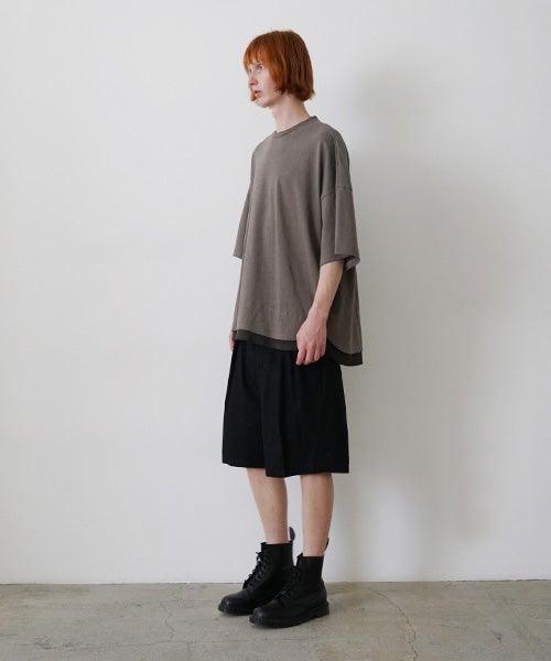 VU two slit t-shirt hemp cotton [GRAIGE×DARKGRAY] vu-cut-004重ねスリットtシャツ