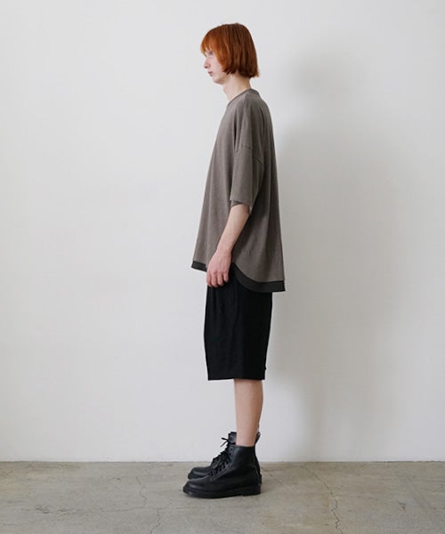 VU two slit t-shirt hemp cotton [GRAIGE×DARKGRAY] vu-cut-004重ねスリットtシャツ