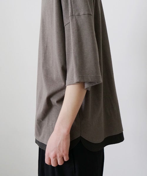 VU two slit t-shirt hemp cotton [GRAIGE×DARKGRAY] vu-cut-004重ねスリットtシャツ