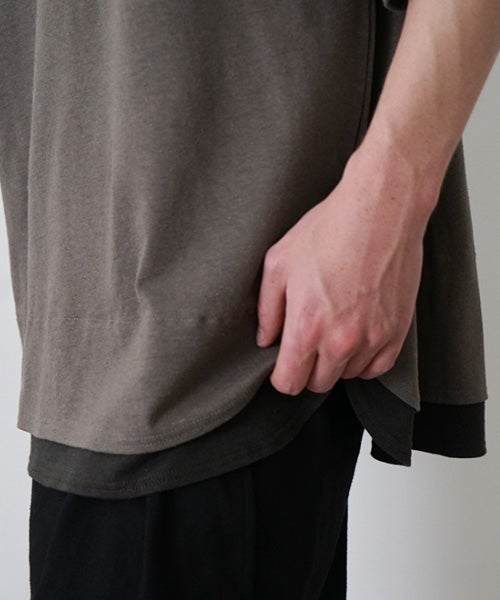 VU two slit t-shirt hemp cotton [GRAIGE×DARKGRAY] vu-cut-004重ねスリットtシャツ
