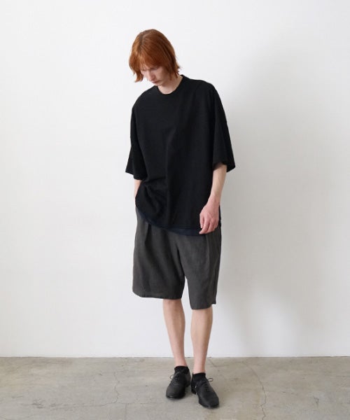 VU two slit t-shirt hemp cotton [BLACK×NAVY] vu-cut-004重ねスリットtシャツ