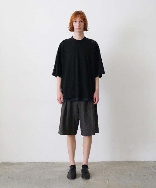 VU two slit t-shirt hemp cotton [BLACK×NAVY] vu-cut-004重ねスリットtシャツ