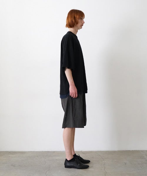 VU two slit t-shirt hemp cotton [BLACK×NAVY] vu-cut-004重ねスリットtシャツ