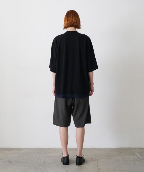 VU two slit t-shirt hemp cotton [BLACK×NAVY] vu-cut-004重ねスリットtシャツ