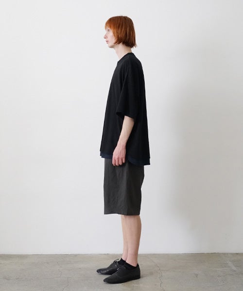 VU two slit t-shirt hemp cotton [BLACK×NAVY] vu-cut-004重ねスリットtシャツ