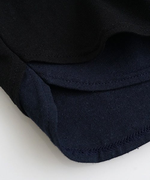VU two slit t-shirt hemp cotton [BLACK×NAVY] vu-cut-004重ねスリットtシャツ